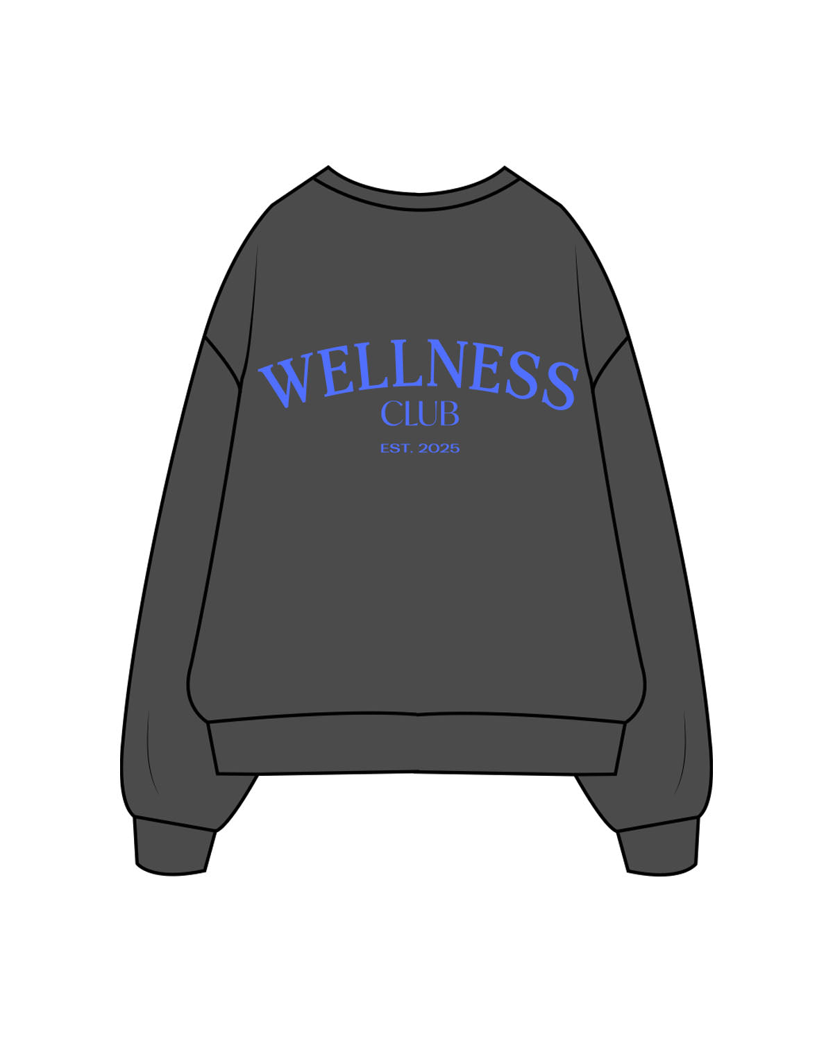 The Womens Crewneck - Washed Black - Shore Form - Left Chest Embroidered & Back Stacked Printed - Blue (5170ff)