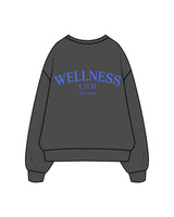 The Womens Crewneck - Washed Black - Shore Form - Left Chest Embroidered & Back Stacked Printed - Blue (5170ff)