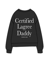 The Midweight Unisex Crewneck - Washed Black - The Booty Shop - Left Chest & Center Back Stacked "DADDY" - Printed - White