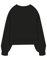 The Womens Sueded Crewneck - Black - LVL - Center Chest Stacked & Right Sleeve - Printed - White