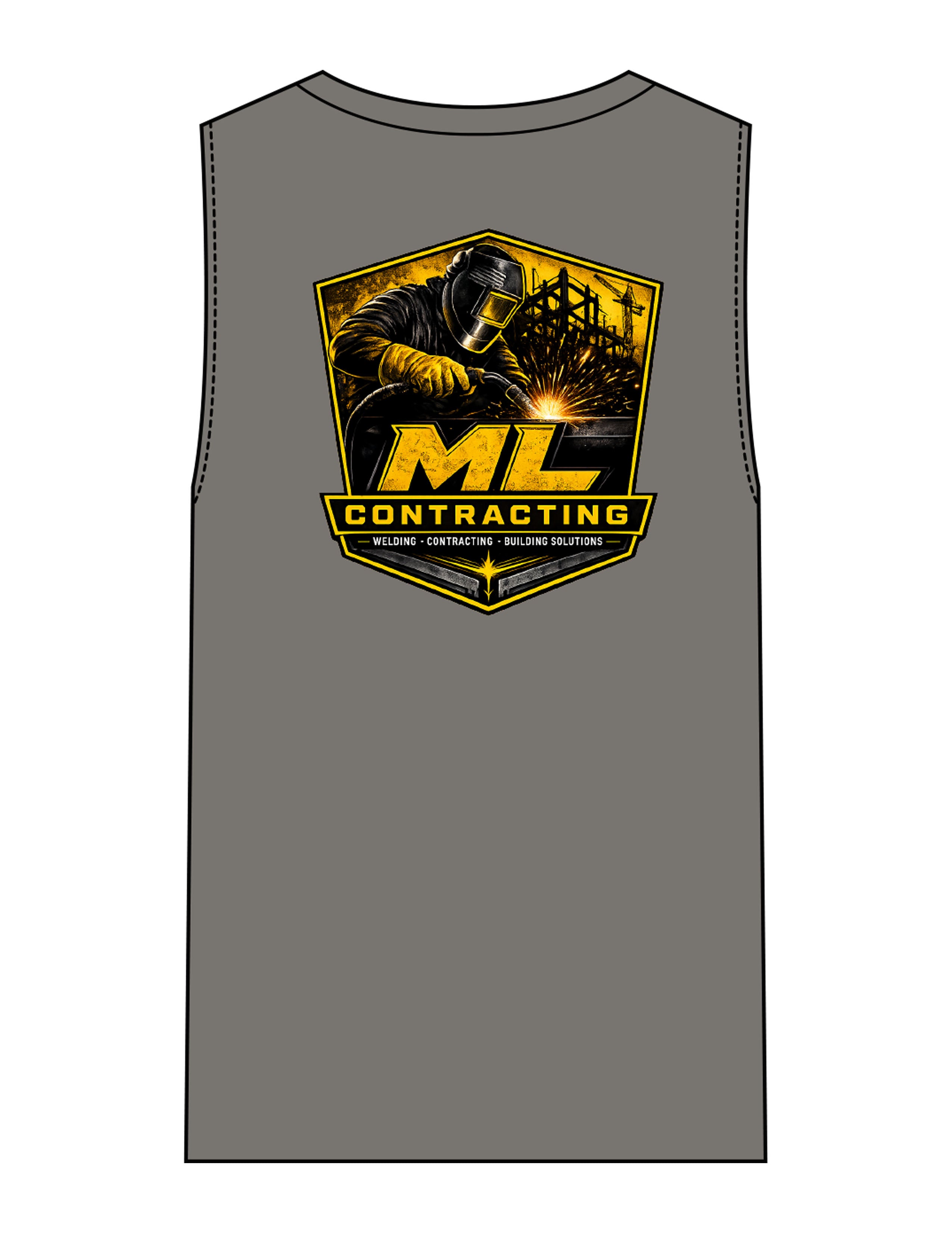 The Mens Heavyweight Tank - Washed Gray - ML Contracting LLC - Left Chest & Back Image - Printed - Full Color