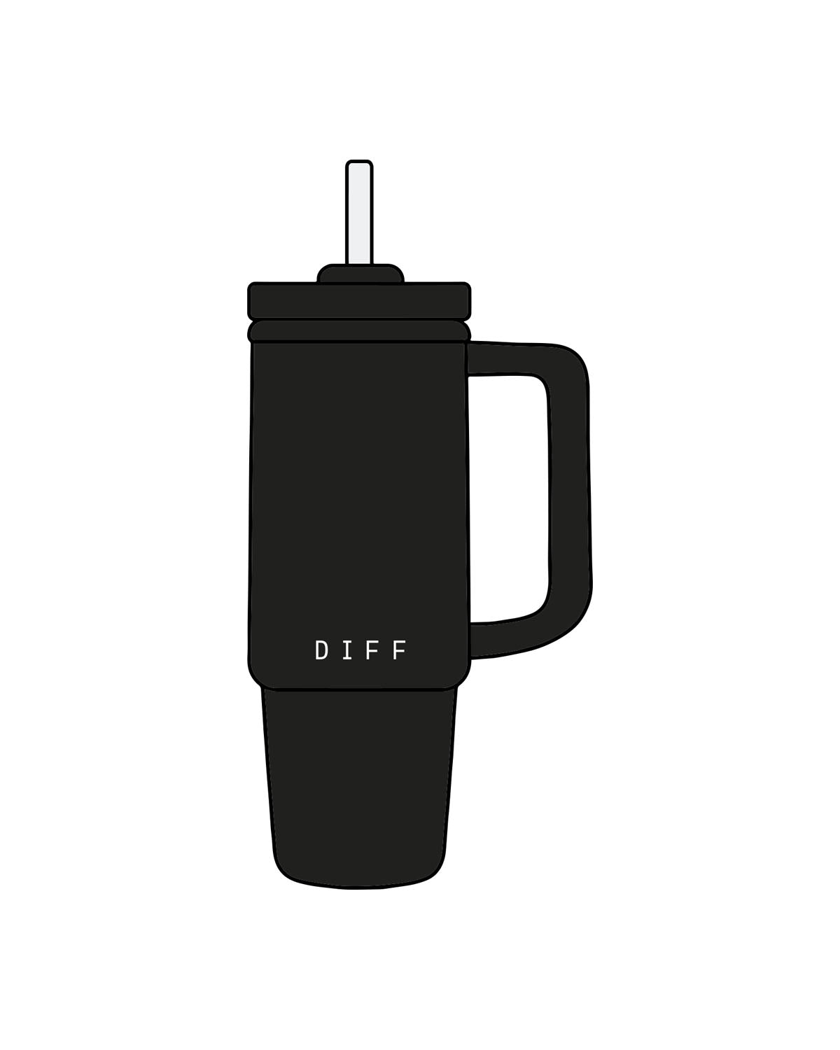 The Tumbler Cup - Black - DiffEyewear - Bottom Center Body DIFF - Printed - White