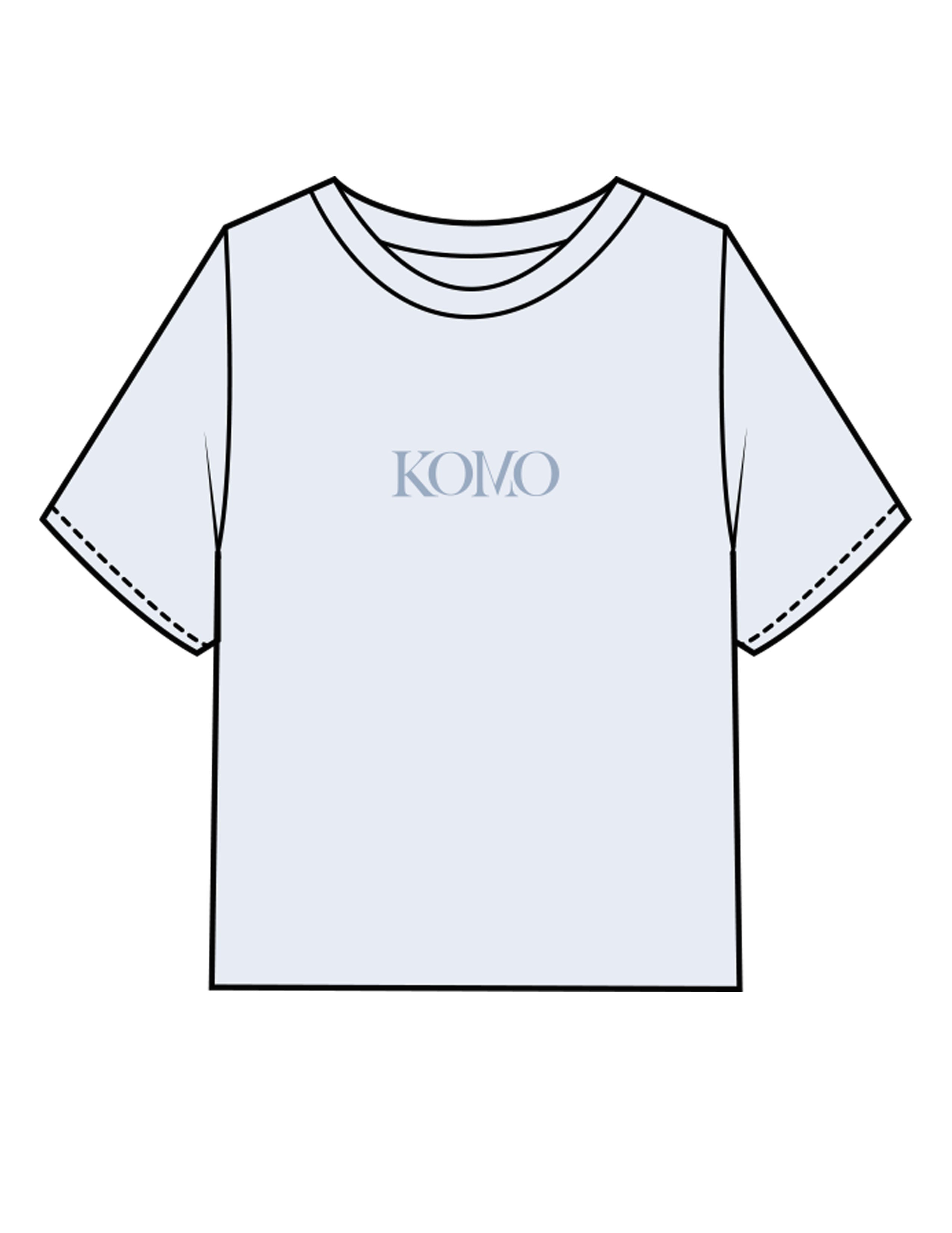 The Midweight Crop Tee - Light Blue - Komo Studio - Center Chest - Printed - Tone on Tone