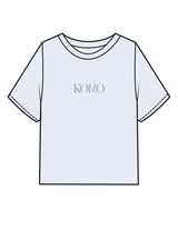 The Midweight Crop Tee - Light Blue - Komo Studio - Center Chest - Printed - Tone on Tone