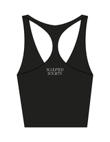 The Racer Tank - Black - SCULPTED SOCIETY - Center Back Stacked - Printed - Off White