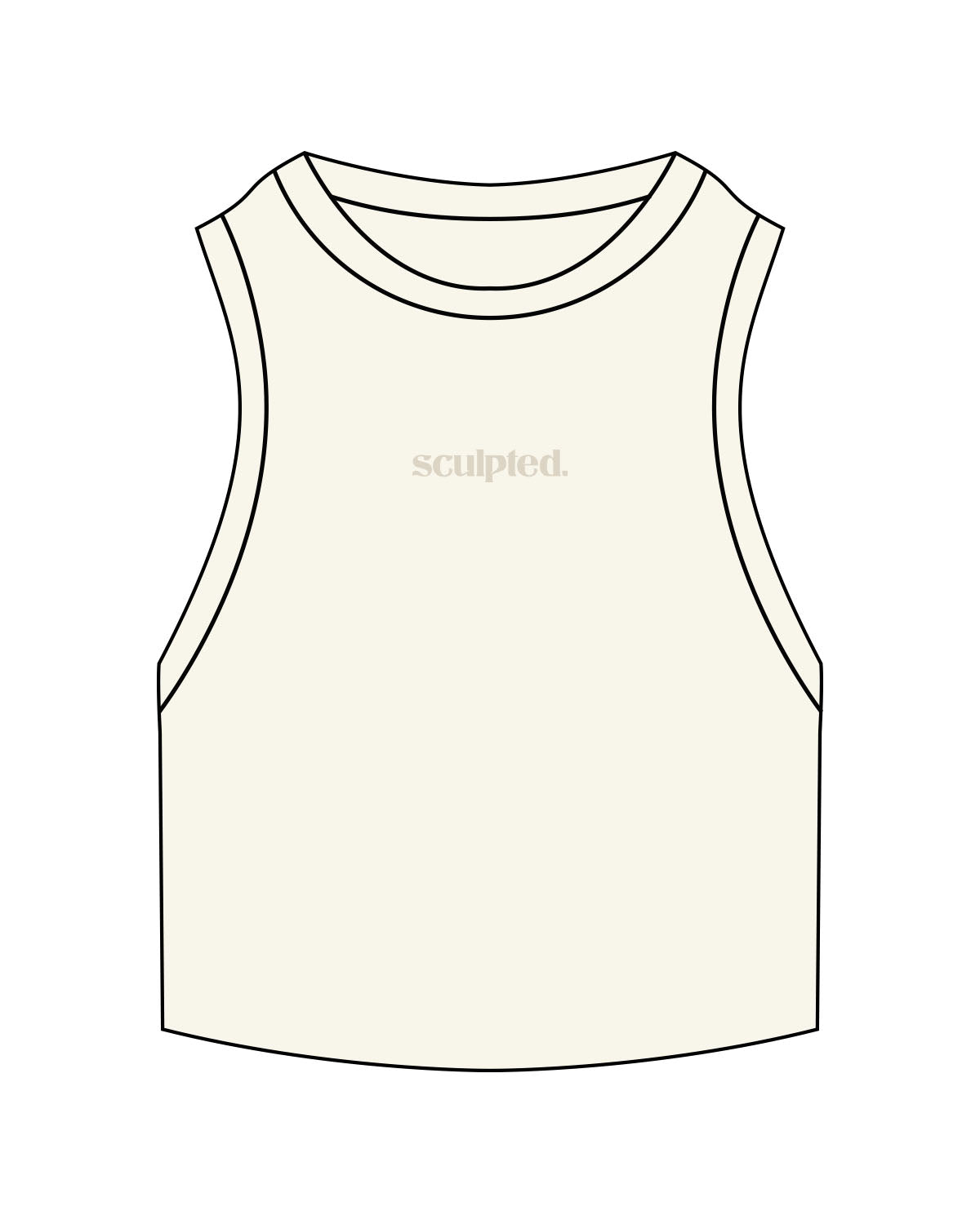 The Ribbed Crop Tank - Off White - SCULPTED - Chest Center - Embroidered - Tone on Tone