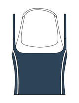 The Piped Tank - Teal - Wave Mamas - Center Chest Stacked - Printed - White