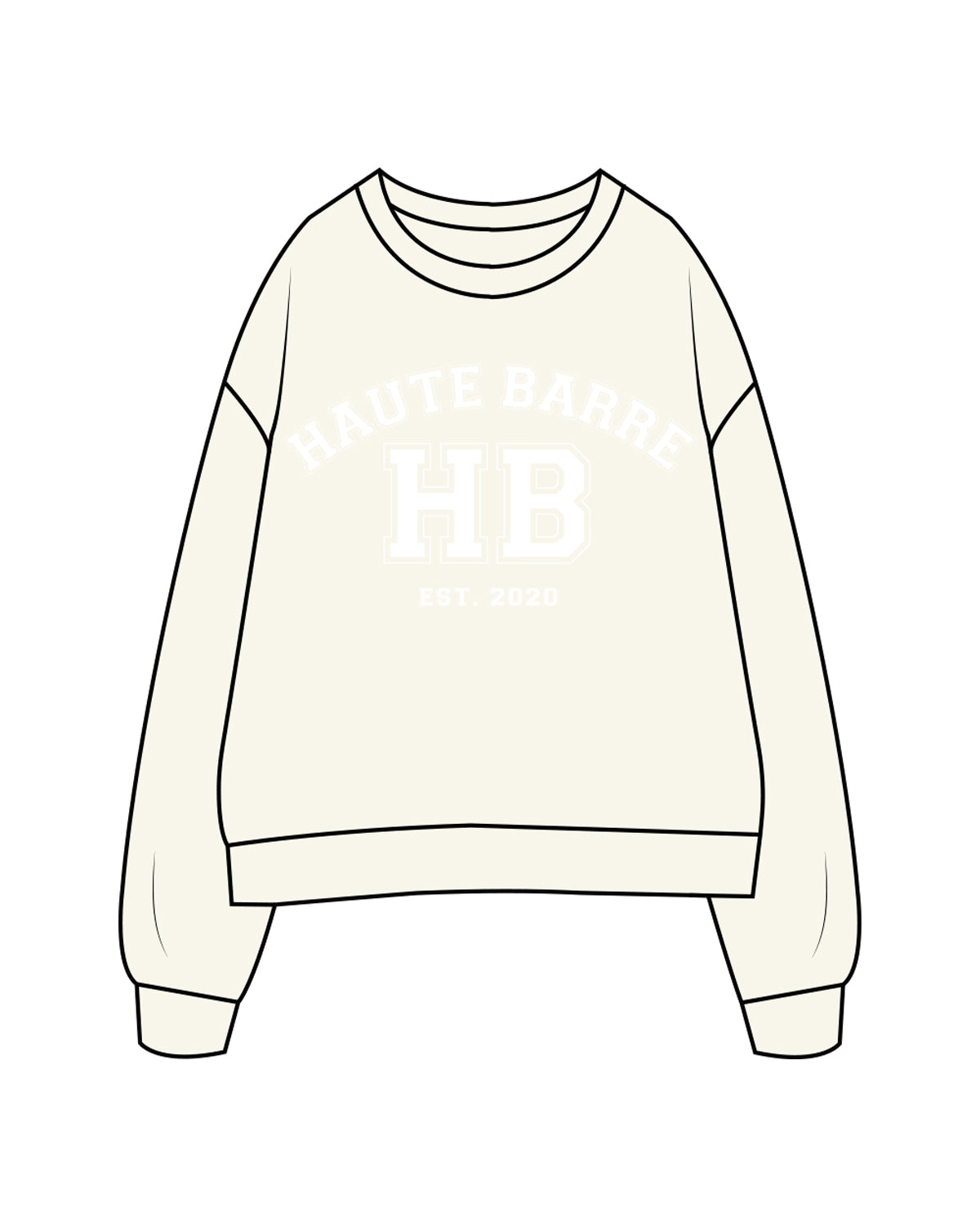 The Classic Crewneck - Off White - Haute Barre - Center Chest Stacked - HB - White