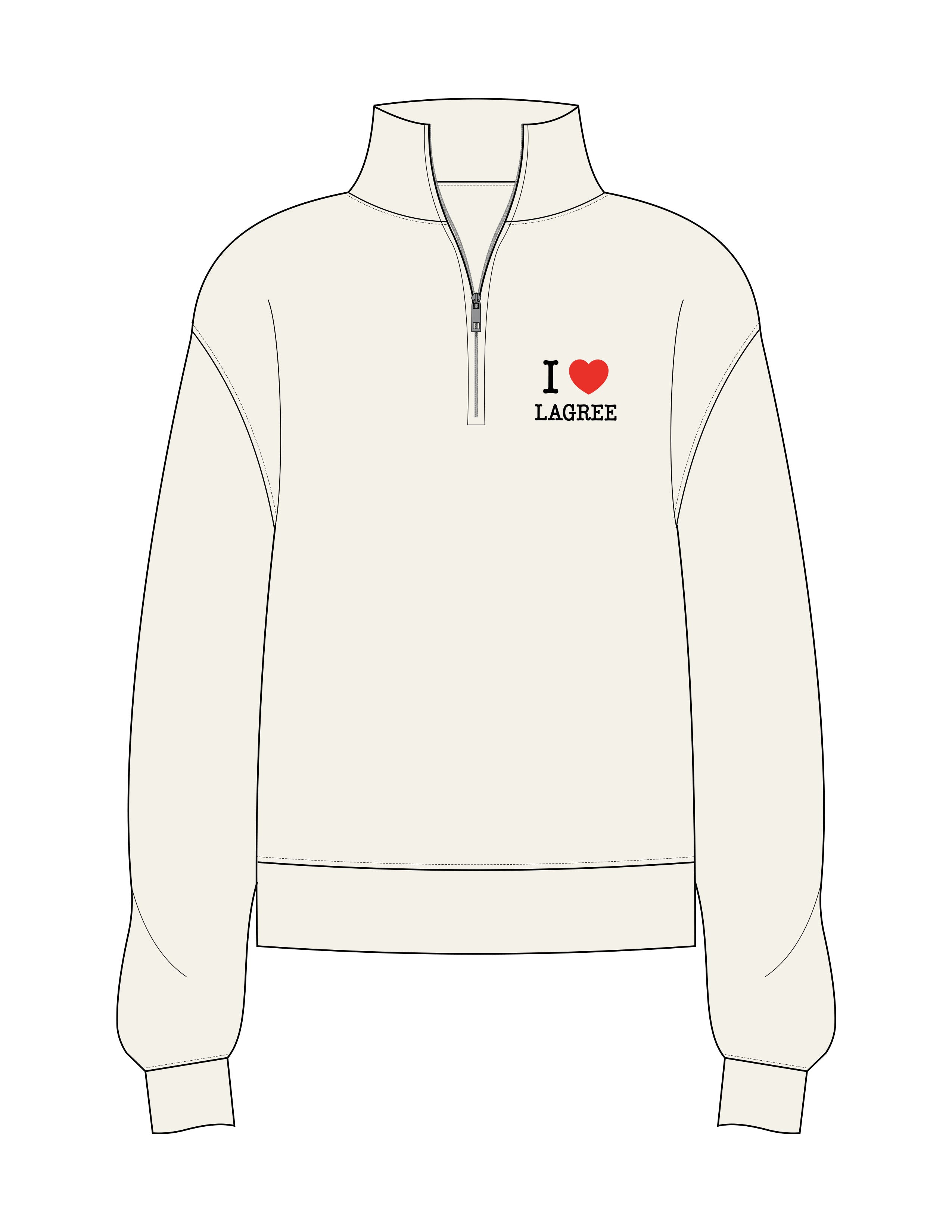 The Womens 1/4 Zip - Off White - Lagree Fit Expo 2026 I ♥ Lagree - Left Chest Stacked - Embroidered - Full Color
