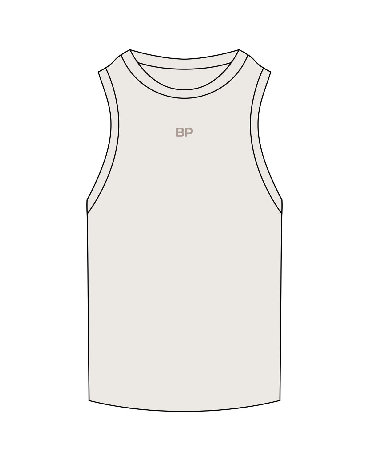 The Ribbed Full Length Tank - Bone - Body Performance - Center Chest - Embroidered - Tone on Tone