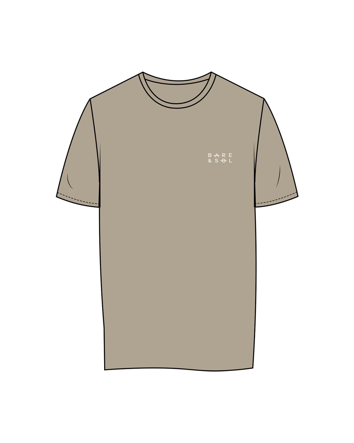 The Womens Tee - Mushroom - Bare & Sol - Left Chest - Printed - Ivory