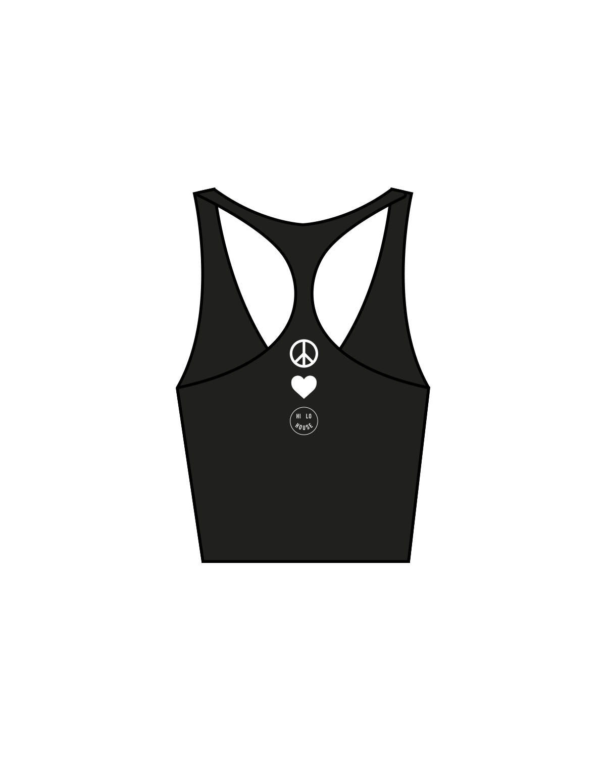 The Racer Tank - Black - Hilo House - Back Center Stacked - White