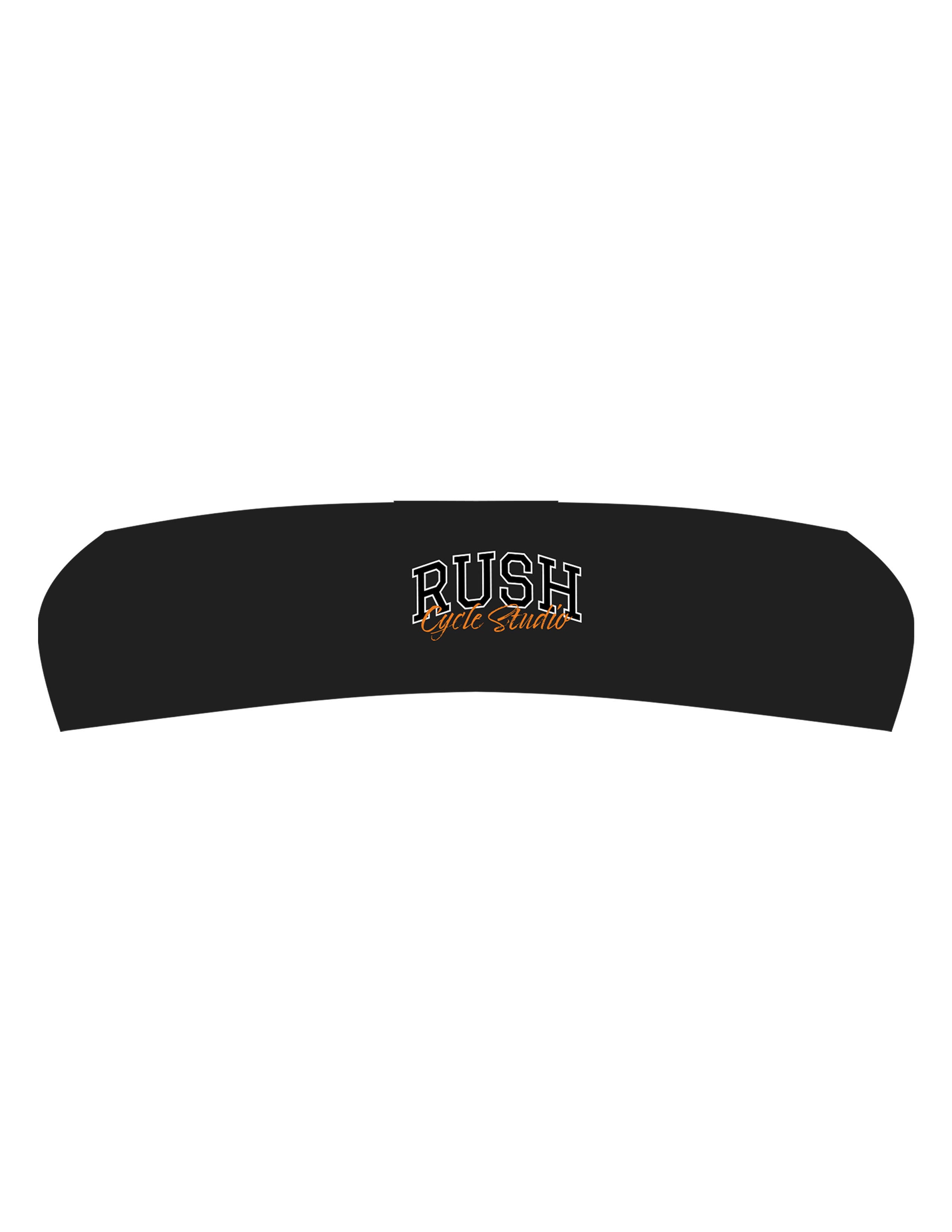 The Headband - Black - Rush Cycle Studio - Center Crown Stacked - Printed - Full Color