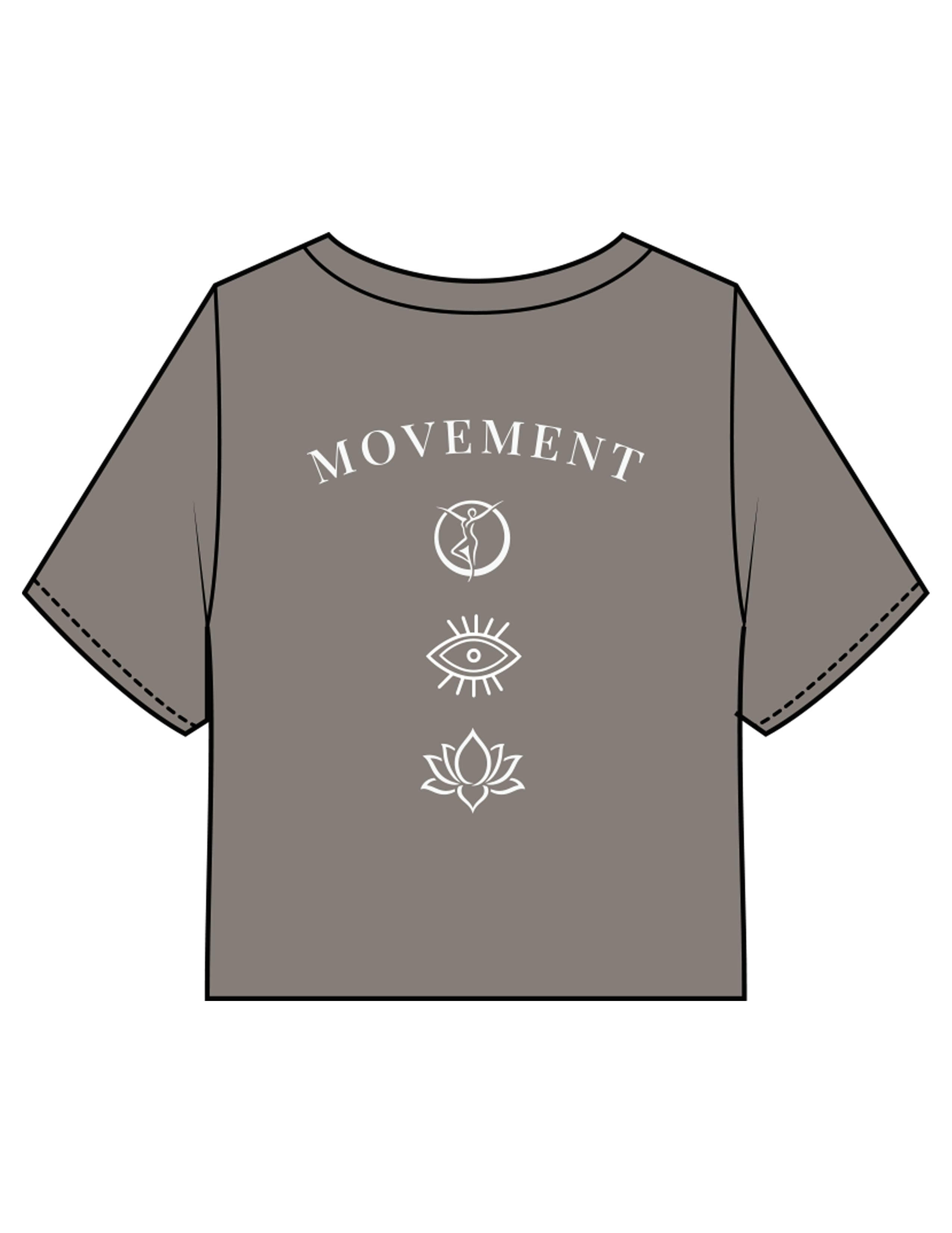 The Heavyweight Crop Tee - Washed Gray - Movement Pilates Buffalo - Back Stacked - Printed - White