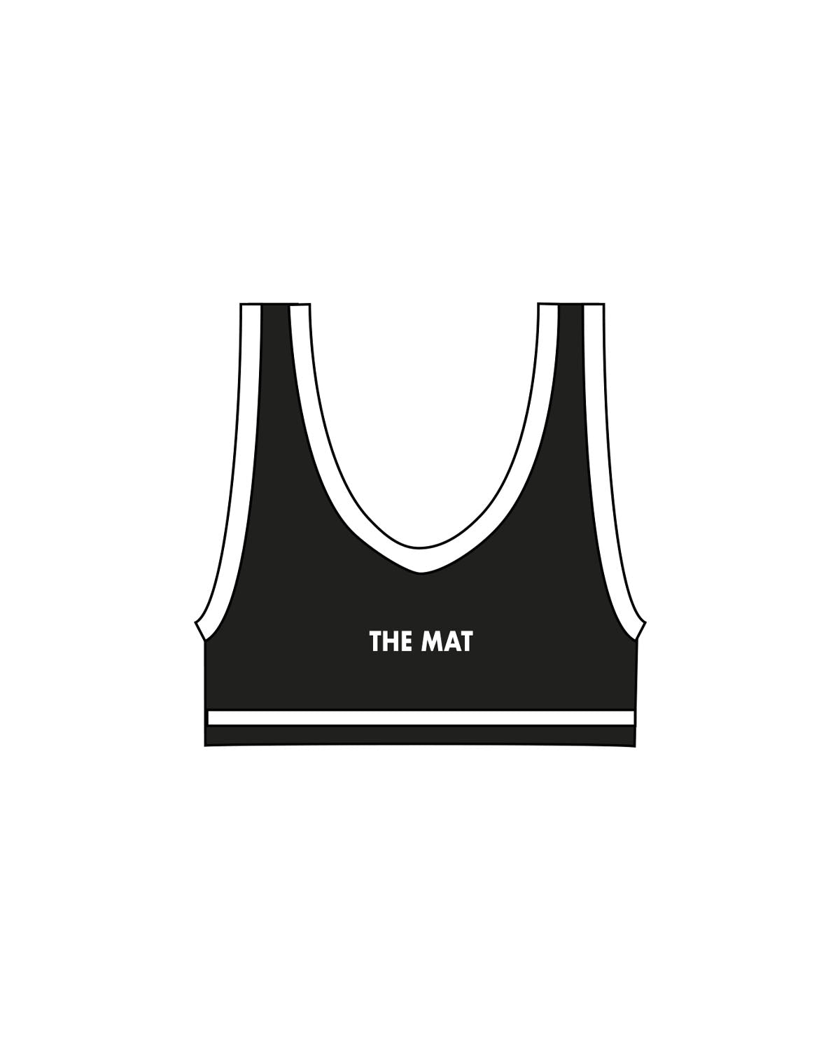 The Piped Bra - Black - MAT - Center Back - Printed - White