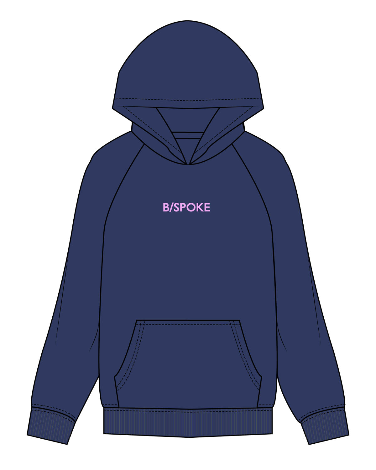 The Mens Hoodie - Cobalt - BSPOKE - Center Chest - Pink
