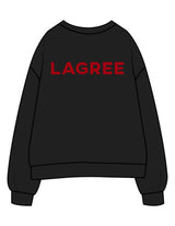 The Mens Crewneck - Black - Method Lagree - Left Chest Embroidered Full Color - Center Back Printed - Red