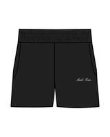 The Womens Sweat Shorts - Black - M4Lagree - Left Leg - Embroidered - White