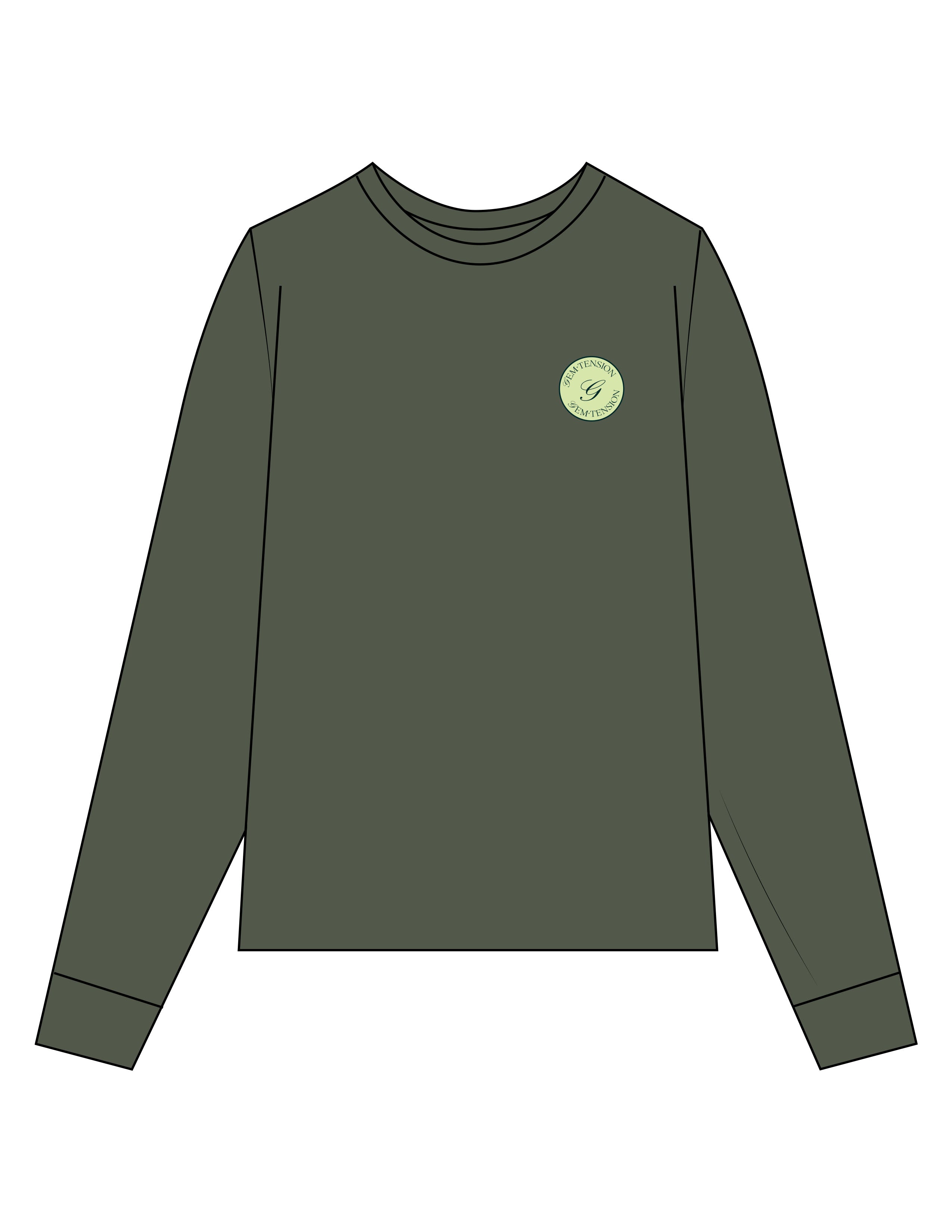 The Mens Heavyweight Long Sleeve - Cypress - G+T - Left Chest Round - Printed - Full Color