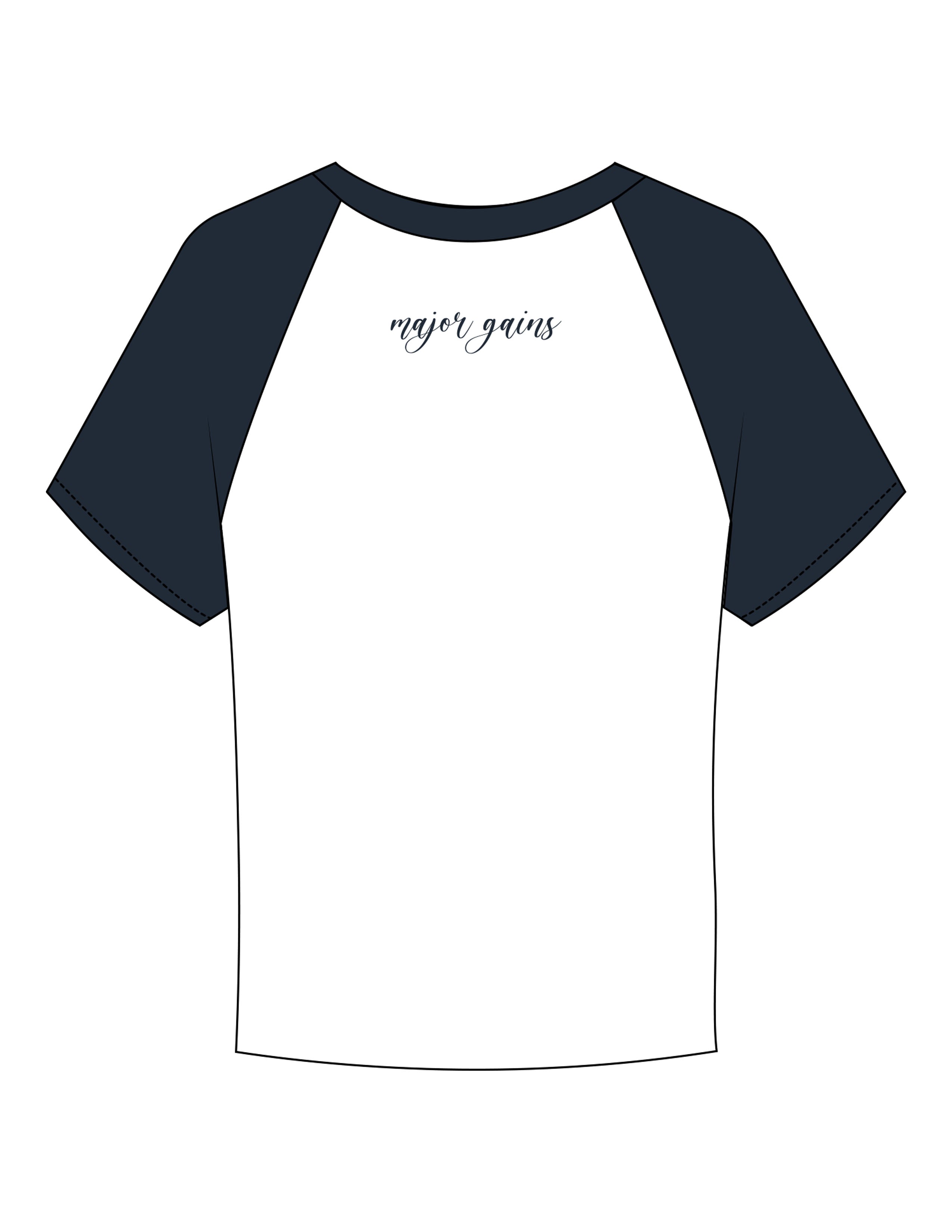 The Micro Rib Baby Tee - White / Navy - NSpiers - Center Chest & Back Script - Printed - Navy