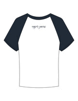 The Micro Rib Baby Tee - White / Navy - NSpiers - Center Chest & Back Script - Printed - Navy