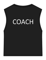 The Womens Classic Crop Tank - Black - Krista - Center Chest Stacked & Back "COACH" - Printed - White