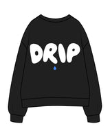 The Womens Crewneck - Black - Drip - Left Chest & Center Back Bold Text - Full Color / White