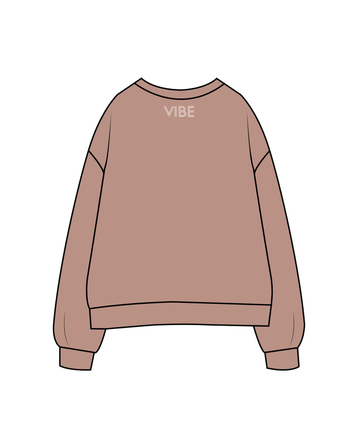 The Womens Crewneck - Clay - Vibe Hot Yoga & Pilates - Center Chest Stacked & Back Neckline - Printed - White