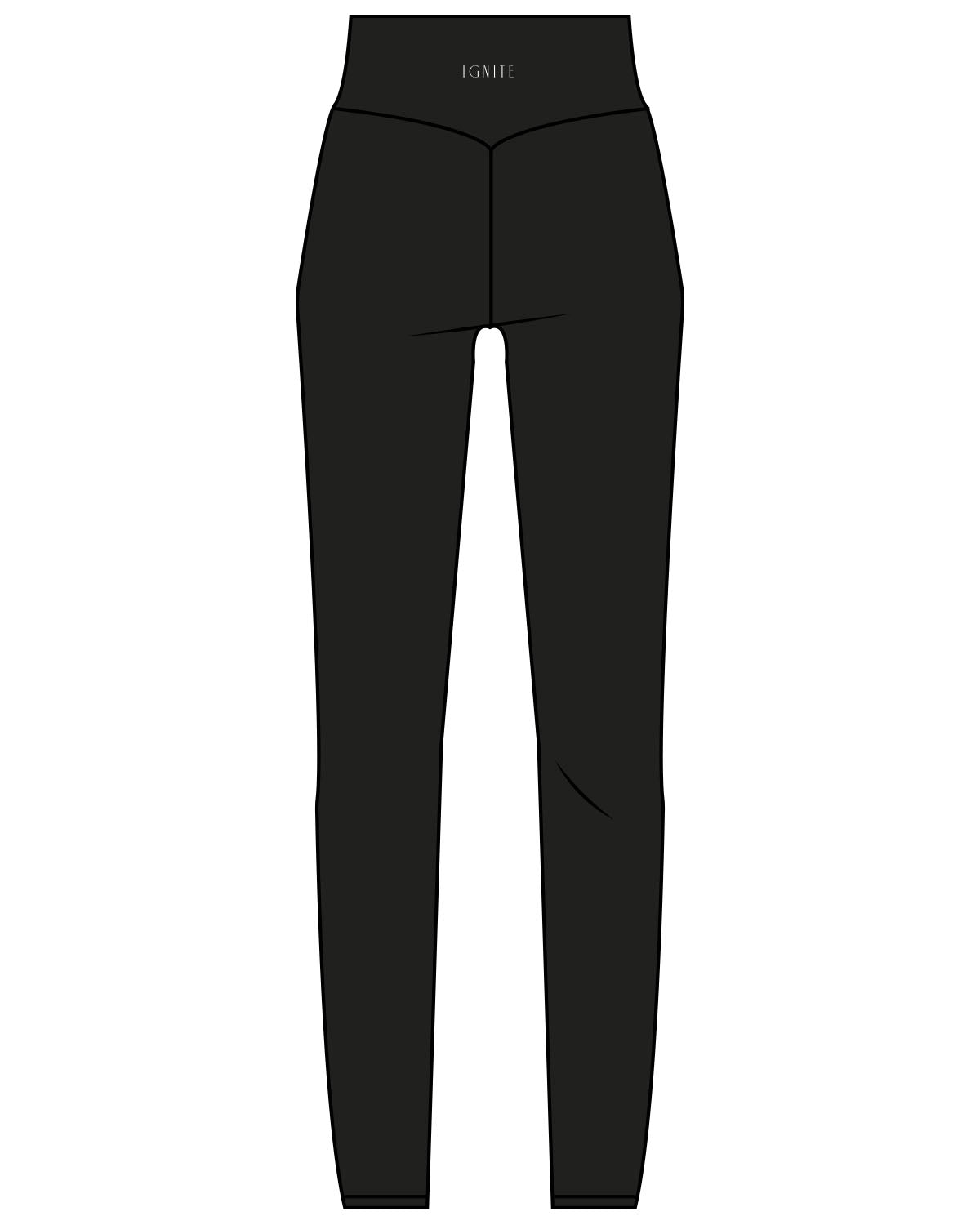 The Basic Legging - Black - Ignite Barre & Fitness - Back Waistline - White