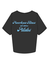 The Crop Tee - Washed Black - Powerhouse Fitness - Left Chest & Back Stacked - Printed - #7ccaff