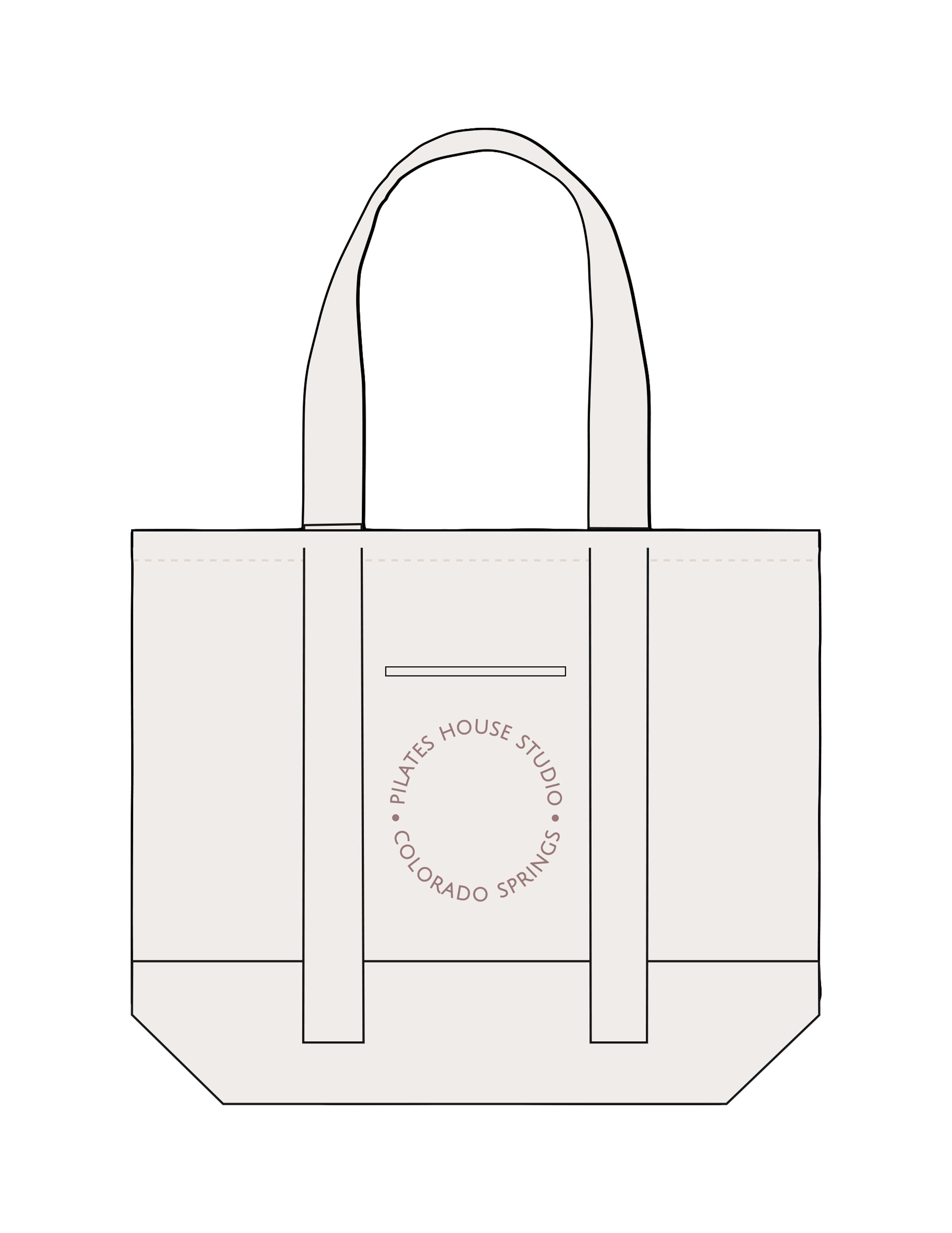 The Contrast Tote Bag - Natural / Natural - PHS - Center Body Round - Embroidered - Mauve