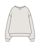 The Womens Crewneck - Washed Bone - Mindful Movement - Left Sleeve & Back Neckline - Black