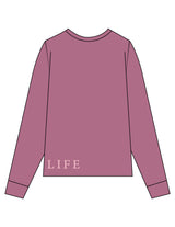 The Unisex Midweight Long Sleeve - Berry - Barre Life - Bottom Front & Back - Printed - Pink