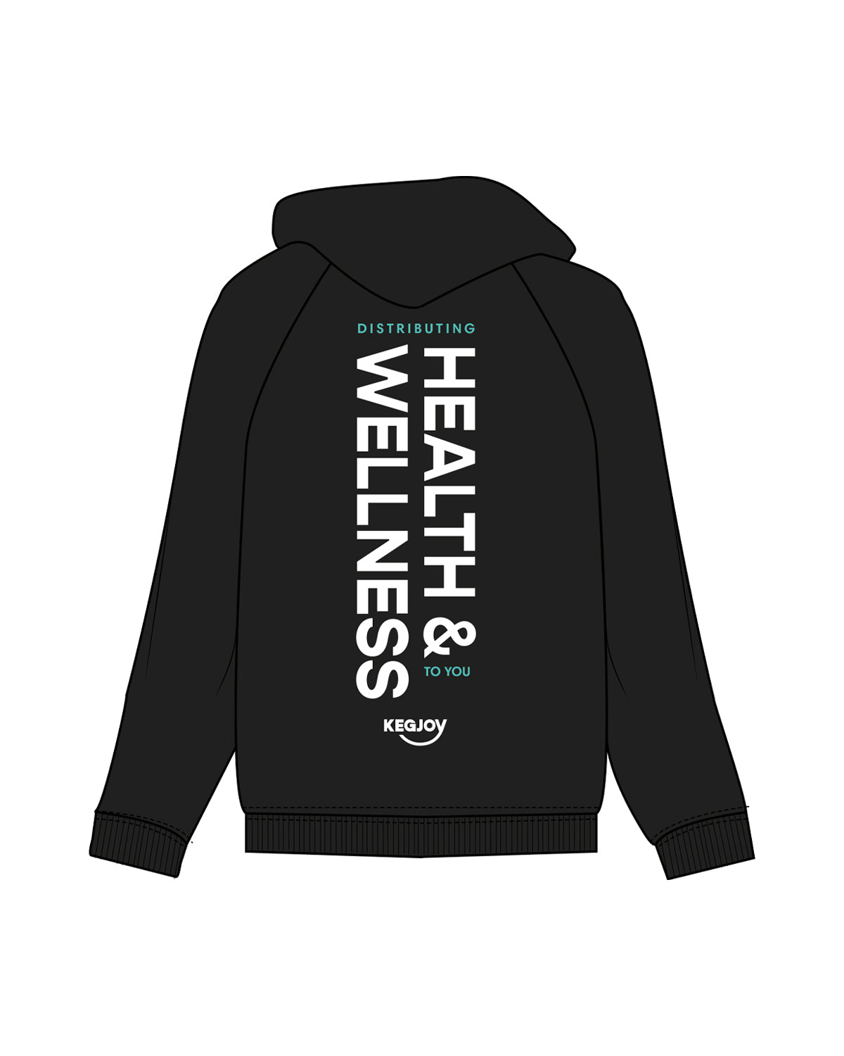 The Mens Hoodie - Black - Kegjoy - Left Chest & Back Center Stacked - Full Color