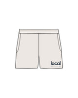 The Womens Sweat Shorts - Bone - Local Lagree - Left Leg Stacked - Printed - Navy
