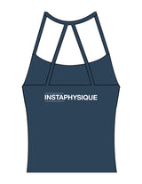The Womens Sporty Tank - Navy - Instaphysiques - Center Back - Printed - White