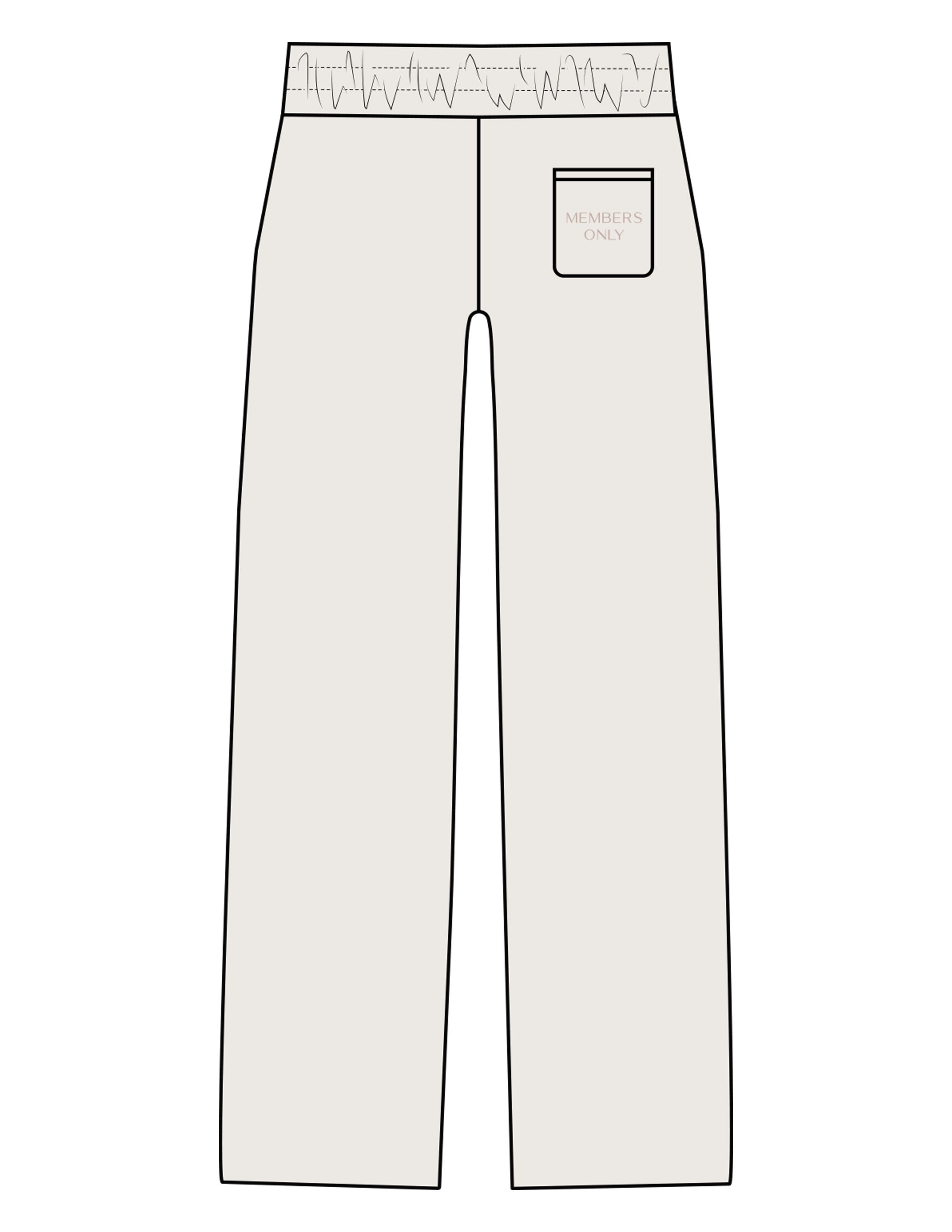The Mens Straight Leg Sweatpants - Bone - SQLPT Pilates - Left Leg & Back Pocket - Embroidered - Tone on Tone