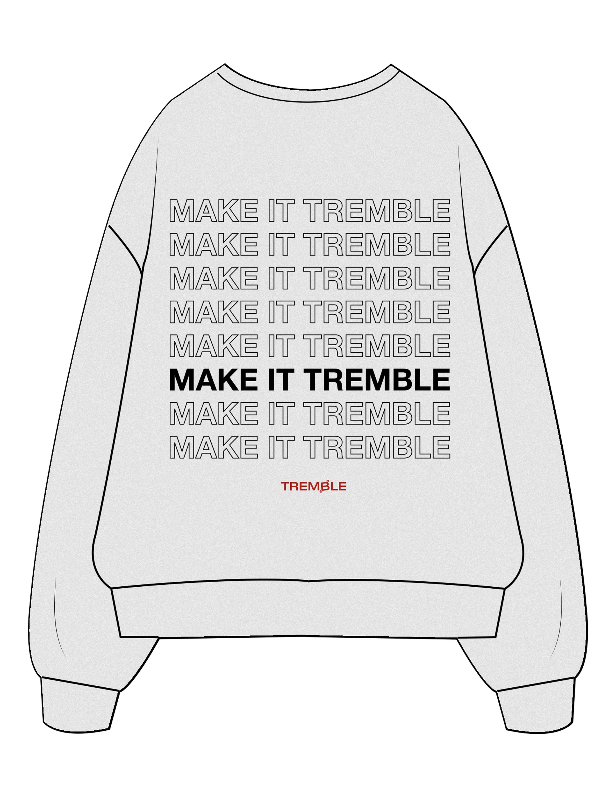 The Mens Crewneck - White Heather - Tremble - Left Chest - Embroidered -  Back Stacked - Printed - Full Color