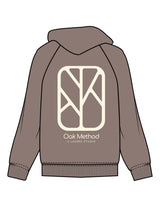 The Womens Zip Hoodie - Washed Gray - The Oak Method - Left Chest & Full Back - Printed - Cream