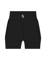 The Womens Sporty Pocket Short - Black - Ember Riot - Back Waistline - Printed - Off White
