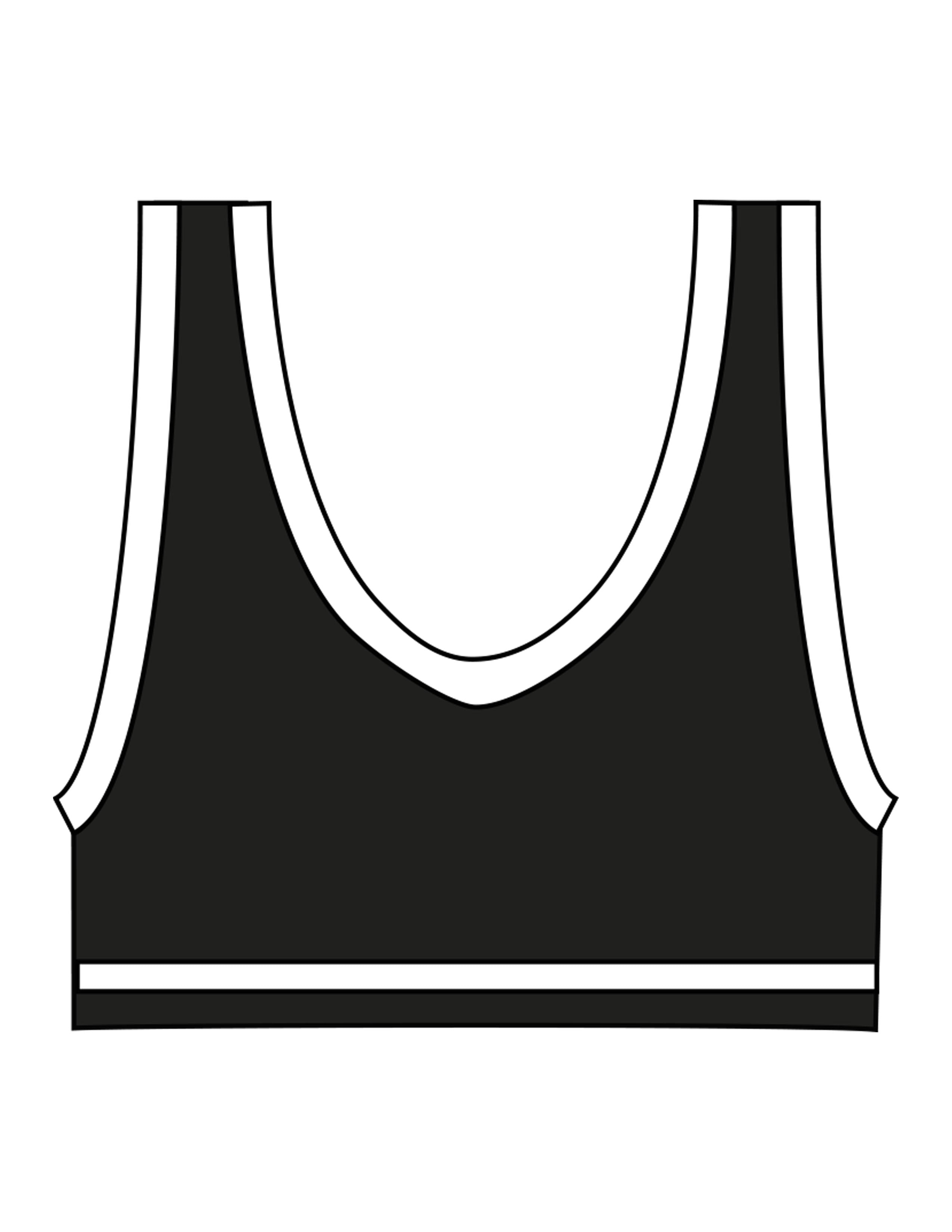 The Piped Bra - Black - The Whole You Wellness - Left Chest - Printed - Full Color