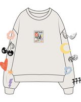 The Mens Crewneck - Bone - The Supper Club - Both Sleeve " ICONS " - Center Chest Portrait & Back " ICONS " - Printed - Full Color