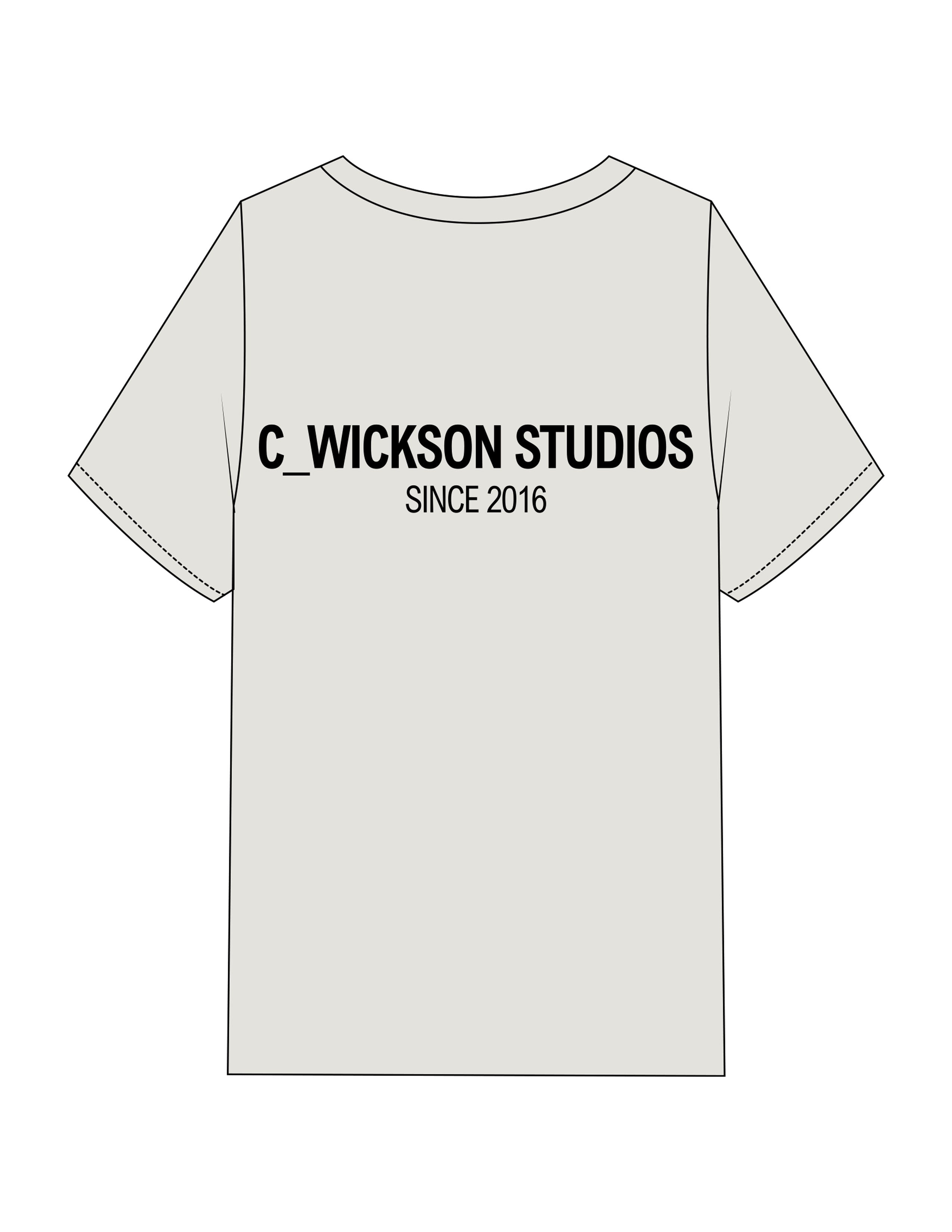 The Womens Heavyweight Tee - Washed Bone - C Wickson - Left Chest "CW" & Back Stacked - Printed - Black