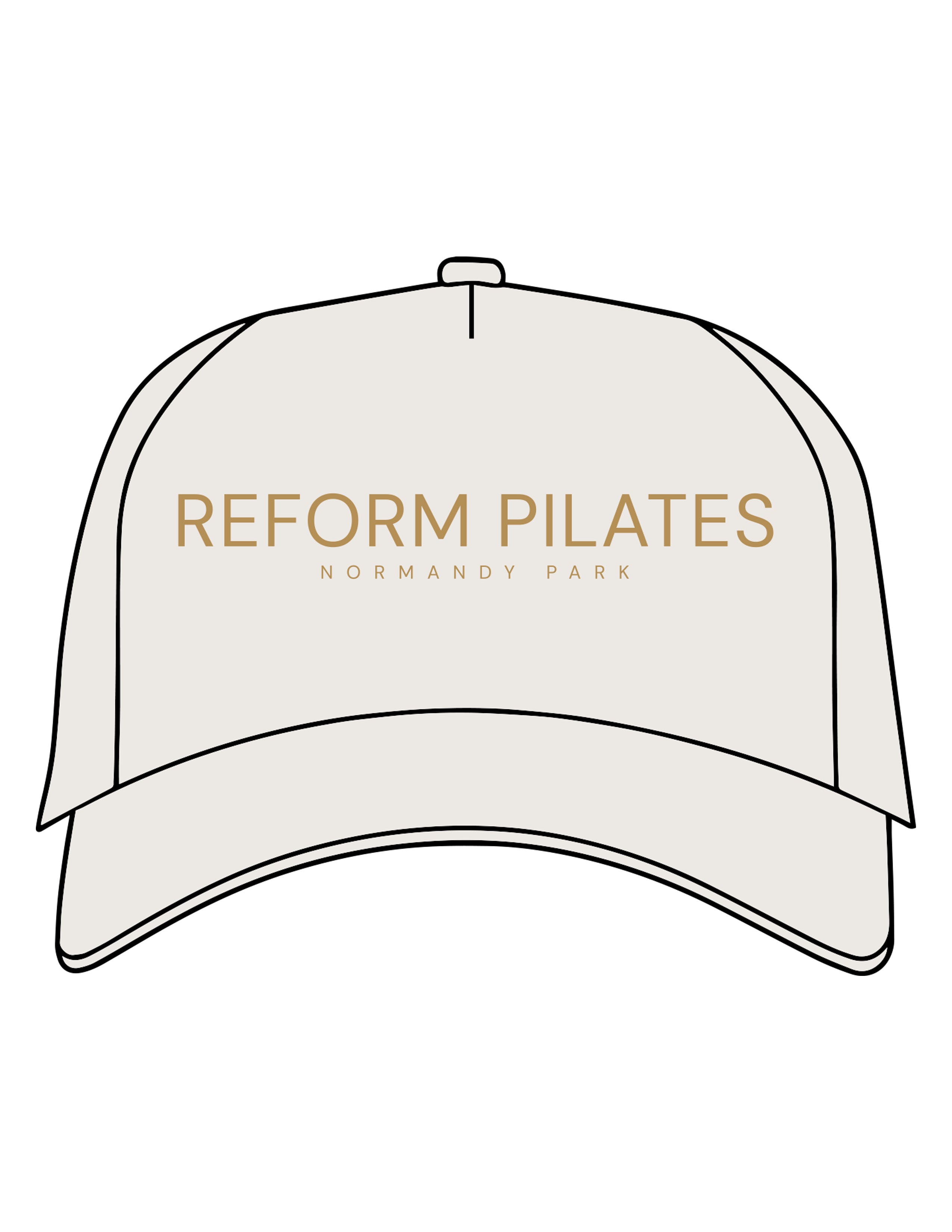 The Foam Trucker Hat - Bone - Reform Pilates - Center Crown Stacked - Printed - Gold