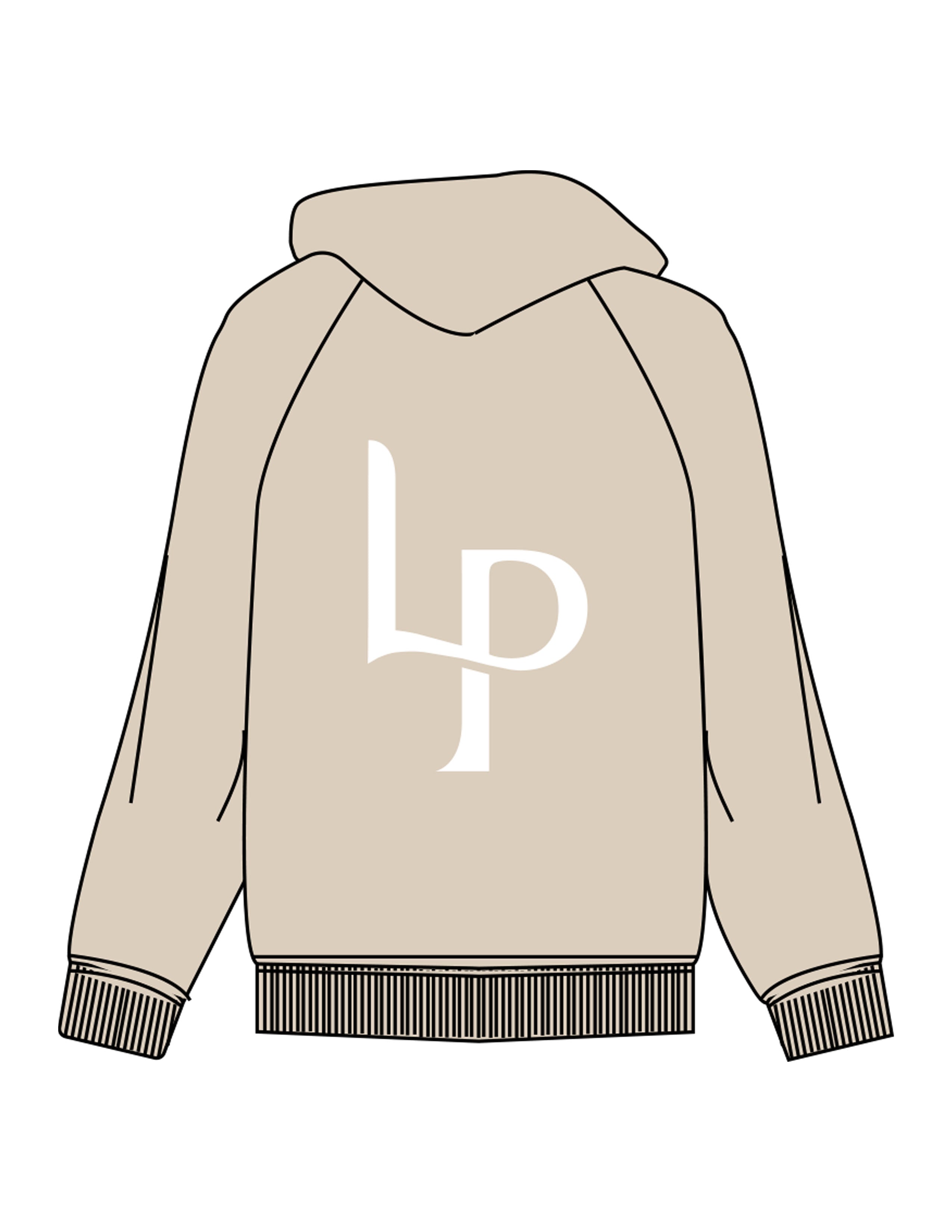 The Mens Hoodie - Washed Taupe - Lume Pilates - Left Chest & Center Back "LP" - Printed - White