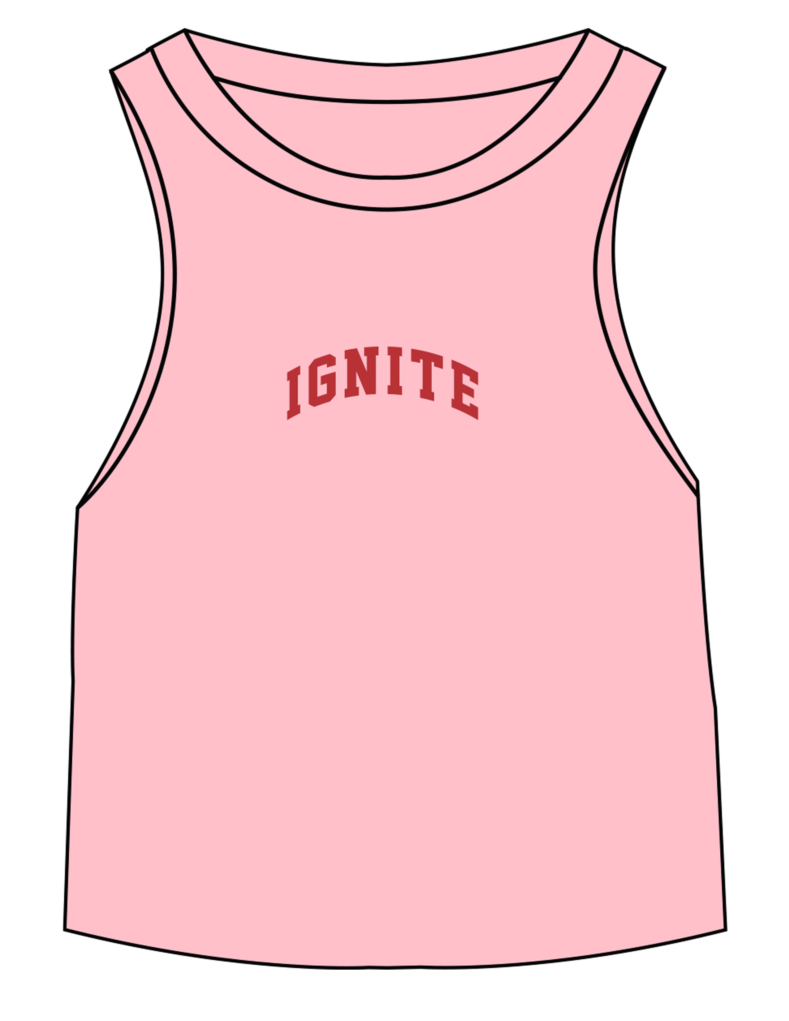 The Micro Rib Racer Crop - Pink - Ignite Barre & Fitness - Center Chest Arc - Printed - Red