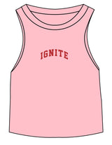 The Micro Rib Racer Crop - Pink - Ignite Barre & Fitness - Center Chest Arc - Printed - Red
