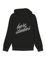 The Mens Hoodie - Black - Bare Pilates - Center Chest & Back Script - Printed - White