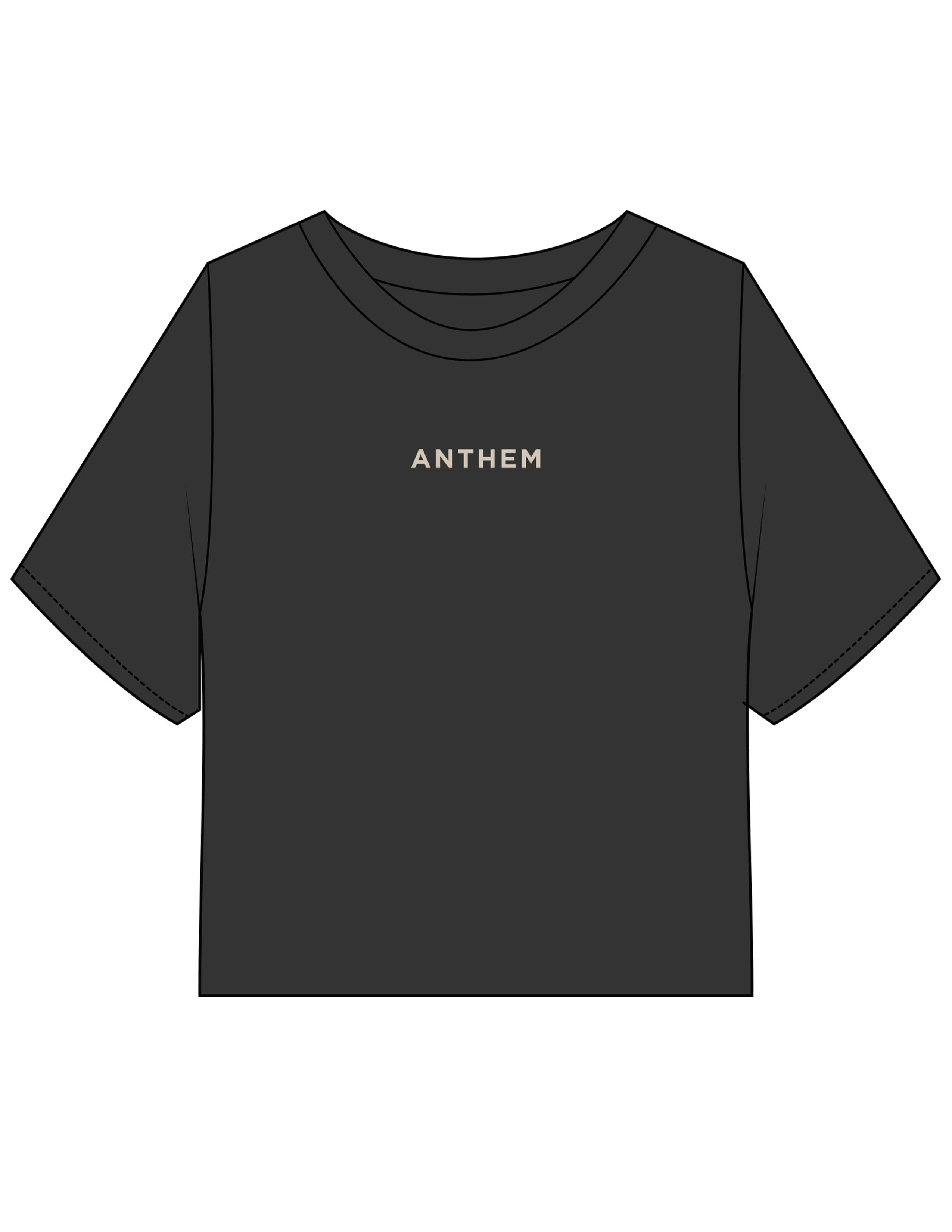 The Heavyweight Crop Tee - Washed Black - Anthem Church - Center Chest & Back Neckline - Printed - Taupe