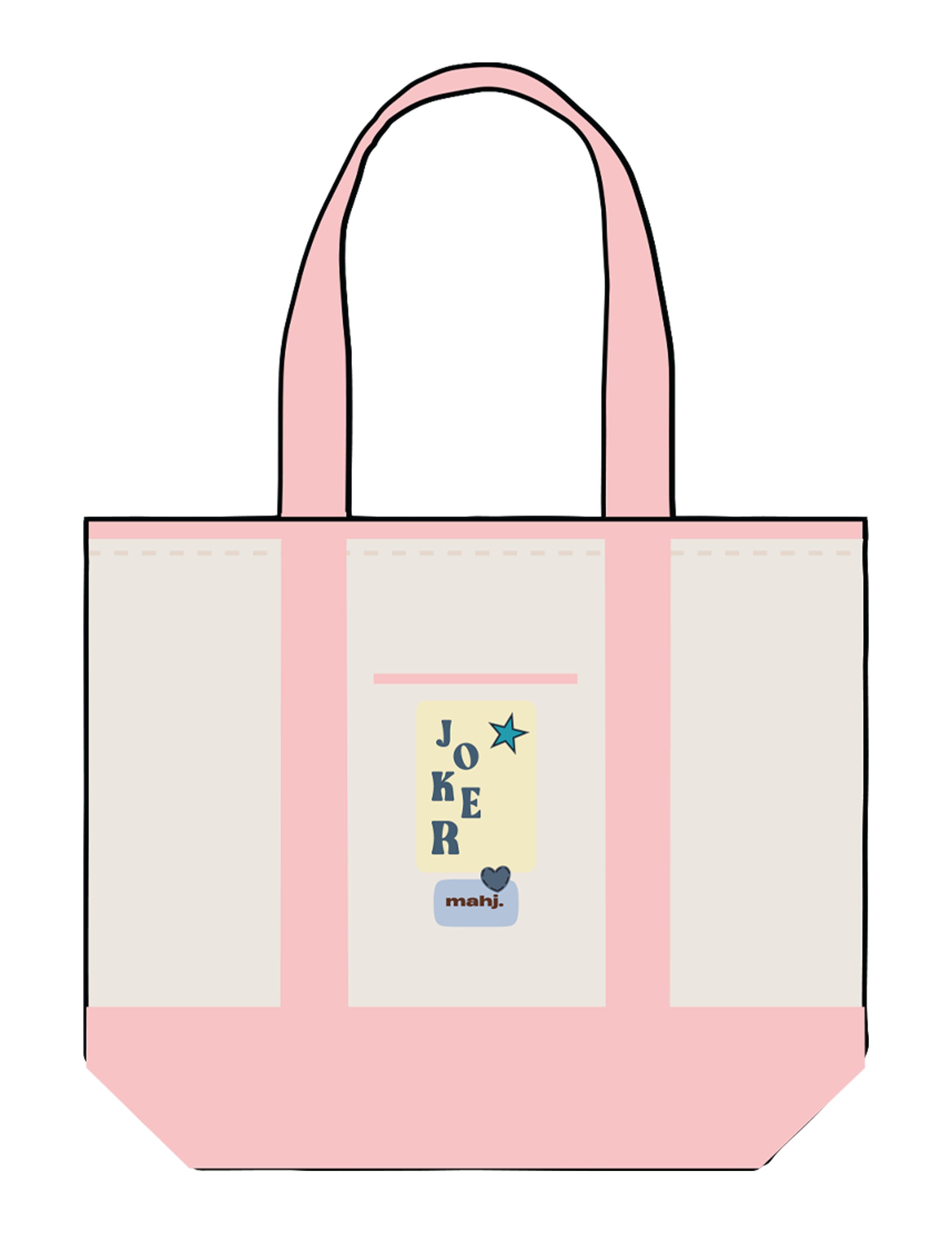 The Contrast Tote Bag - Natural / Light Pink - Barnes. The Label - Center Body Joker - Printed - Full Color